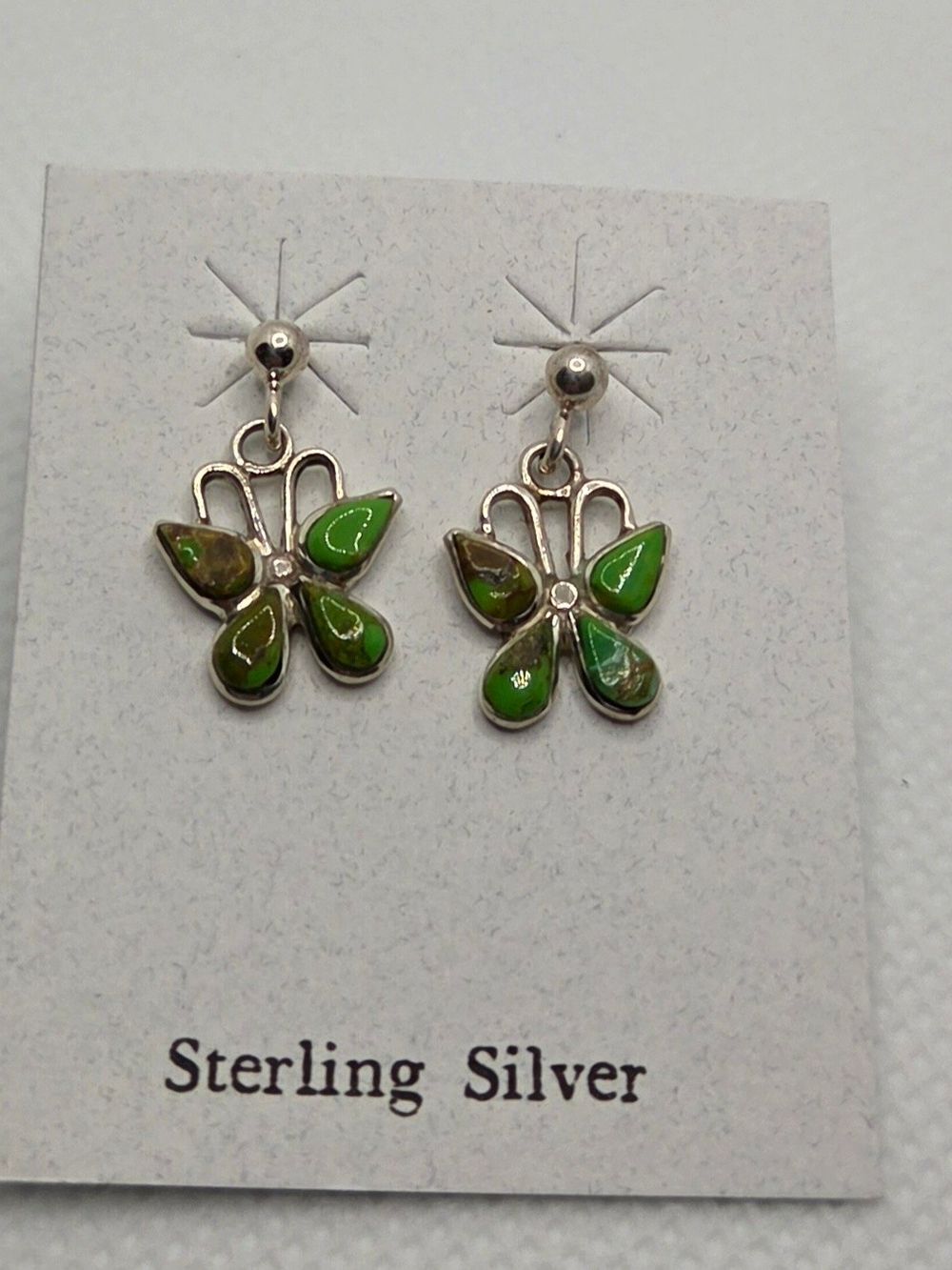 Green Turquoise Southwest Sterling Silver Drop Earrings NWT